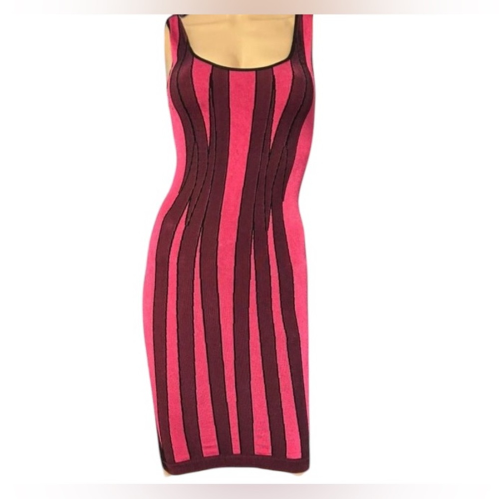 NWT BEBE HOT PINK BODYCON MIDI DRESS SIZE SMALL